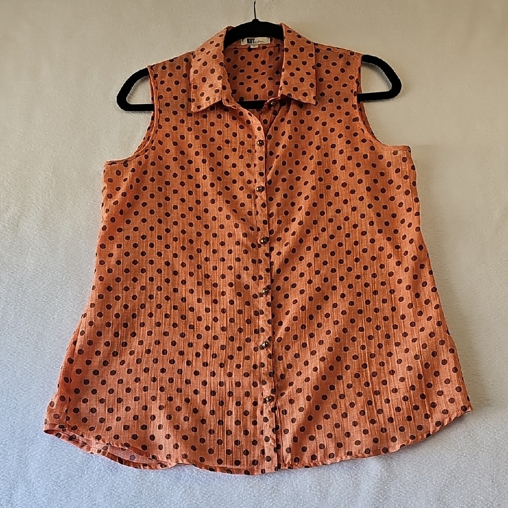 Kut from the‎ Kloth Orange Polka Dot Blouse